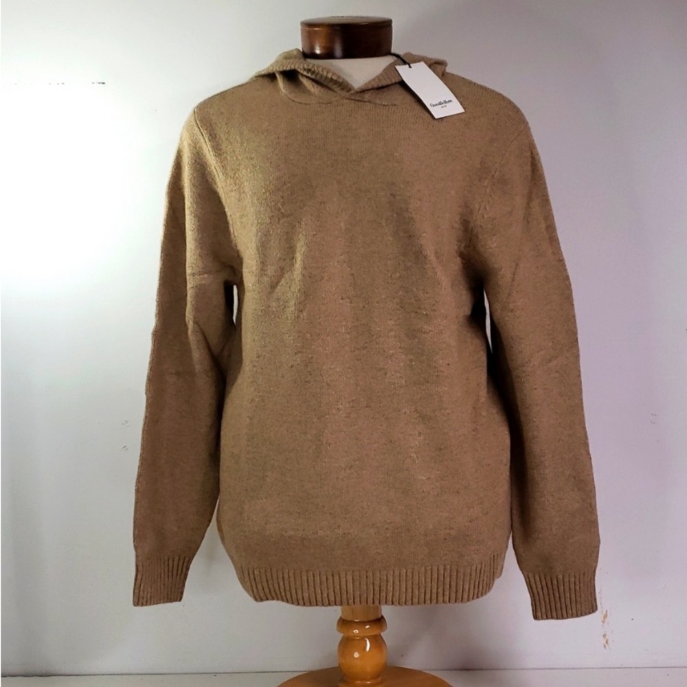 NEW! Men's Hooded Pullover Solid Tan Sweater - Goodfellow & Co Very Soft